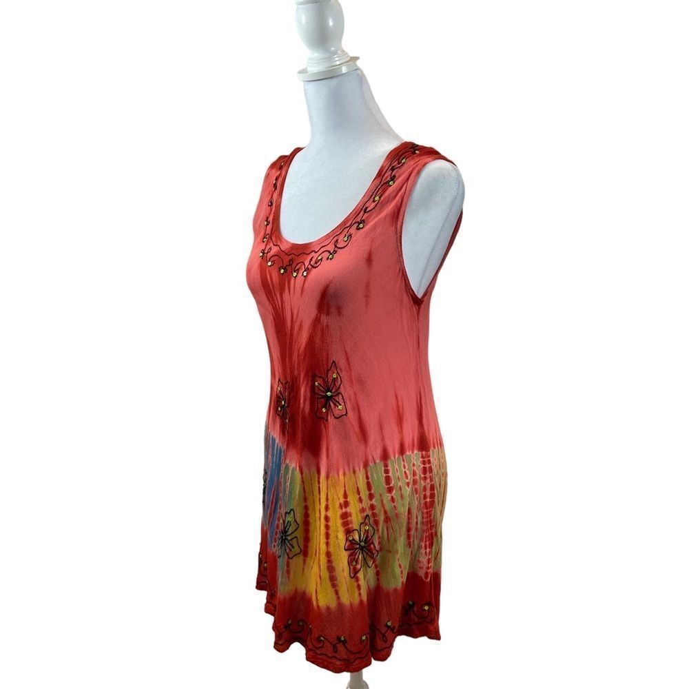 India Boutique Coral Red Tie Dyed Boho Tank Top Size Small/Medium